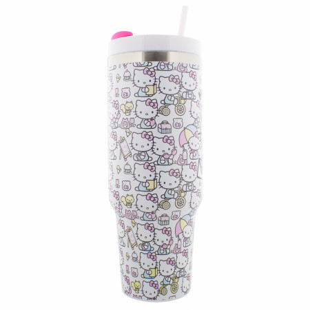 Hello Kitty All Over Print Tumbler with Lid and Straw